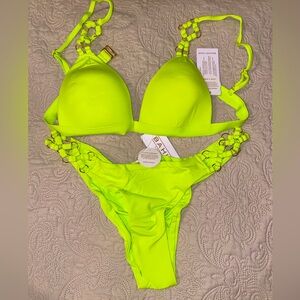 Brand new Bahimi swimsuit with tags, S, neon green, perfect for summer